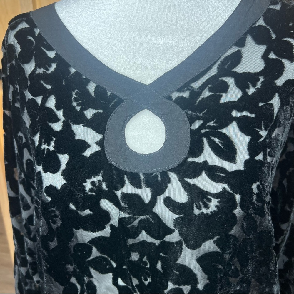 Mystree Size Small | Black Velvet Sheer | STUNNING| Women's Long Sleeve Top - Picture 3 of 9